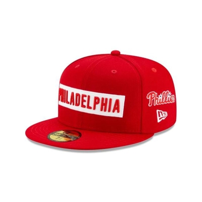 Red Philadelphia Phillies Hat - New Era MLB Boxed Wordmark 59FIFTY Fitted Caps USA8417350